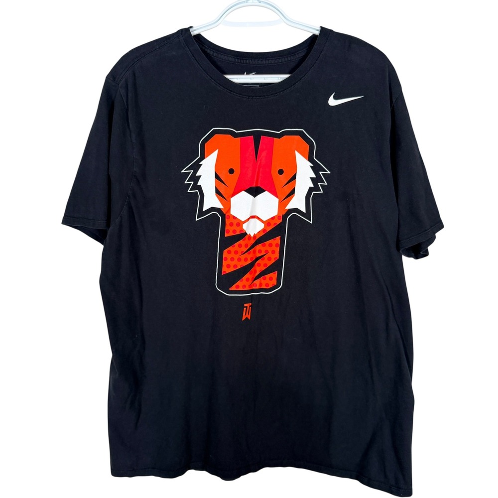 Nike Tiger Woods Graphic Tee Mens XL Black Short Sleeve Athletic Cut Shirt